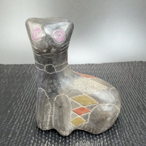 Manuel Felguerez Black Cat Studio Pottery Sculpture Pueblo Oaxaca Kitty Cat VTG - Picture 9 of 10